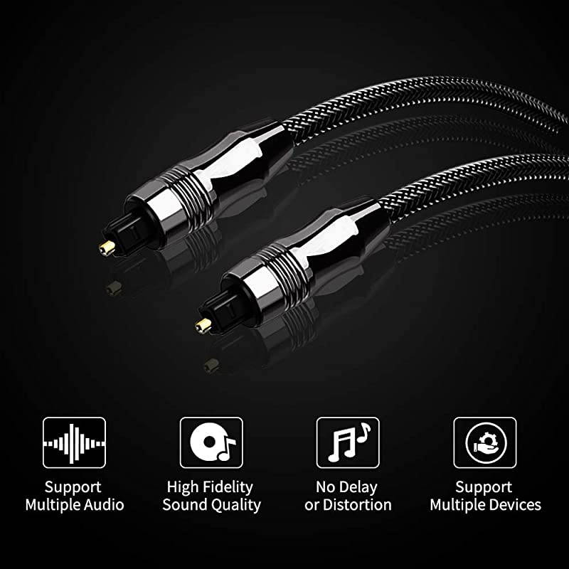 Digital Optical Audio Cable 6ft Toslink Fiber Optic Male to Male Cable for Home Theater Sound Bar TV PS4 Xbox