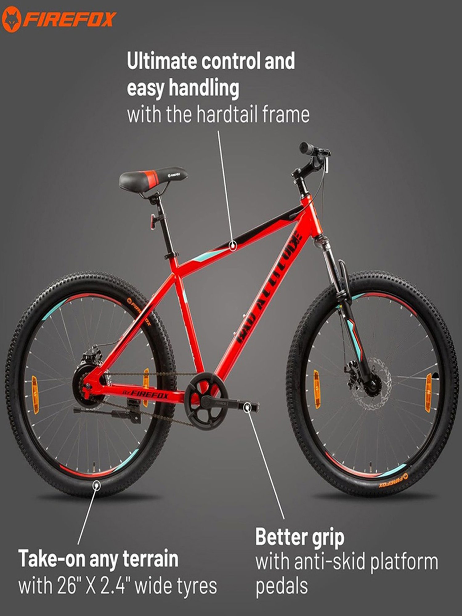 Firefox Bad Attitude Grunge Neo D, SSP Bicycle (Red) Size - 26T