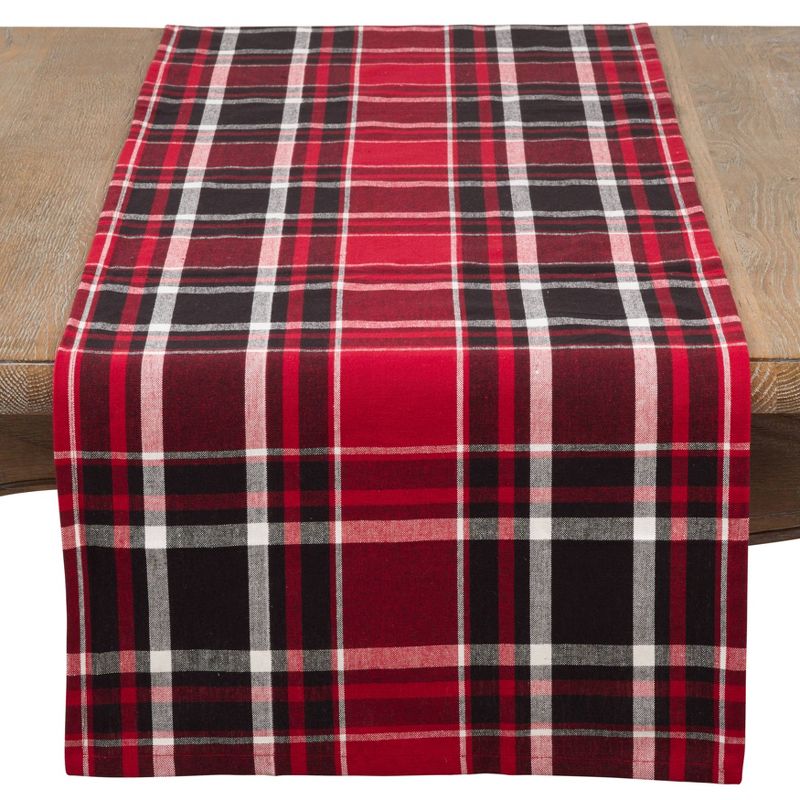 Jarret Classic Plaid Design Casual Cotton Table Runner - Saro Lifestyle