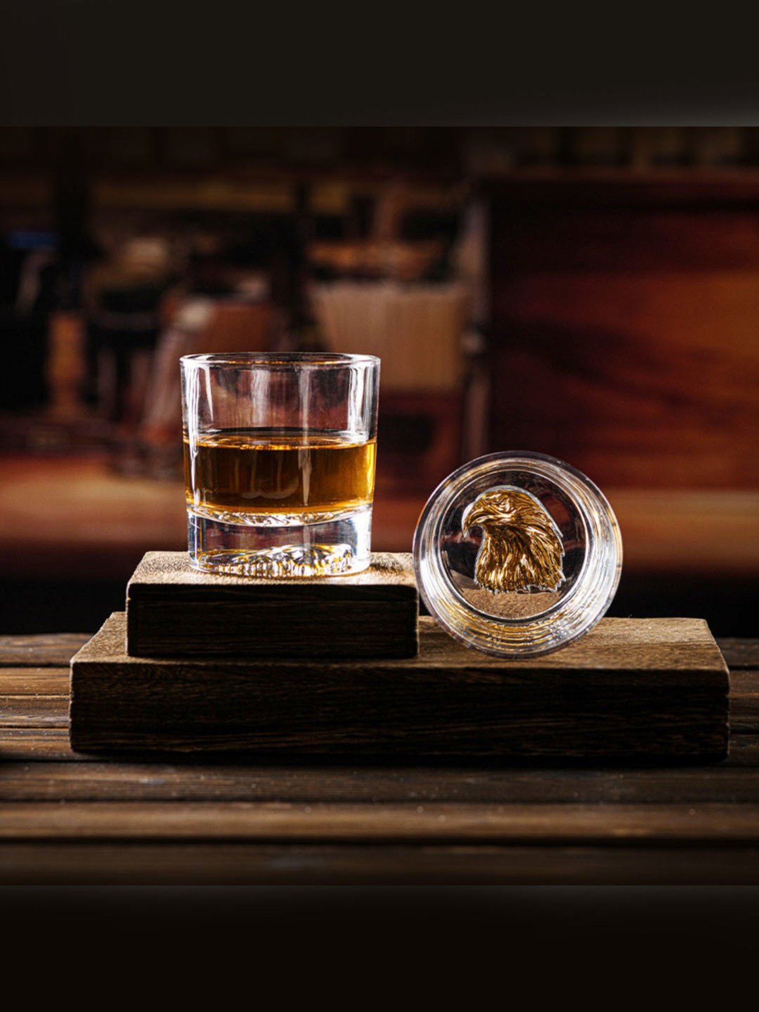 Melbify Gold Eagle Transparent Whiskey Glass 300ml - Set of 2