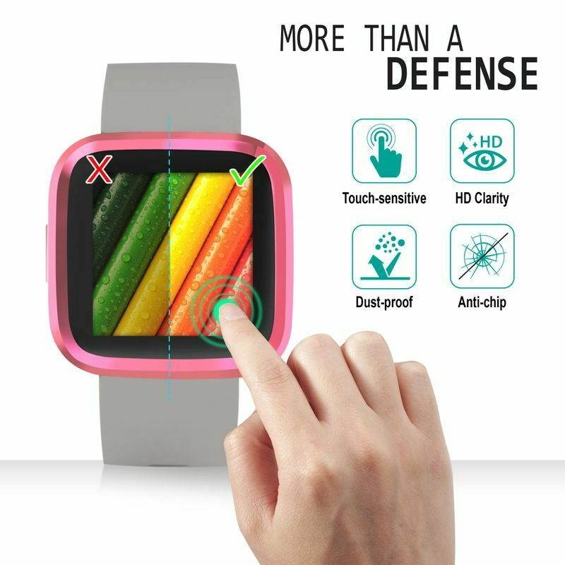 For  Versa 2 Screen Protector with Soft TPU Rubber Case Bumper Clear/Pink