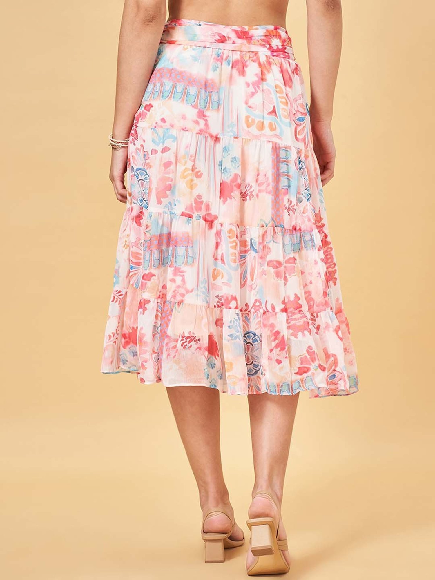 Honey by Pantaloons Pink Printed A-Line Skirt