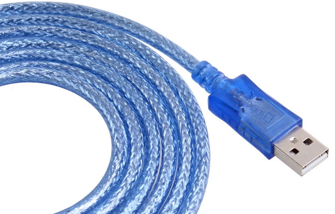 DTECH CU0033 10-Foot USB 2.0 A Male to A Female Extension Cable, Blue