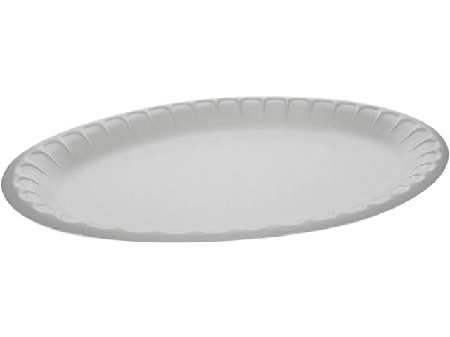 Pactiv YTH100430000 Unlaminated Foam Dinnerware, Platter, Oval, 11.5 x 8.5, White, 500/Carton