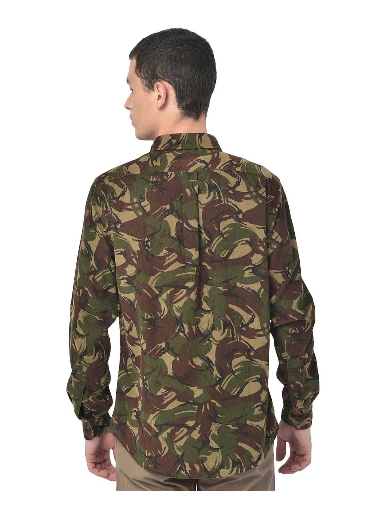 Woodland Olive Regular Fit Printed Cotton Shirt