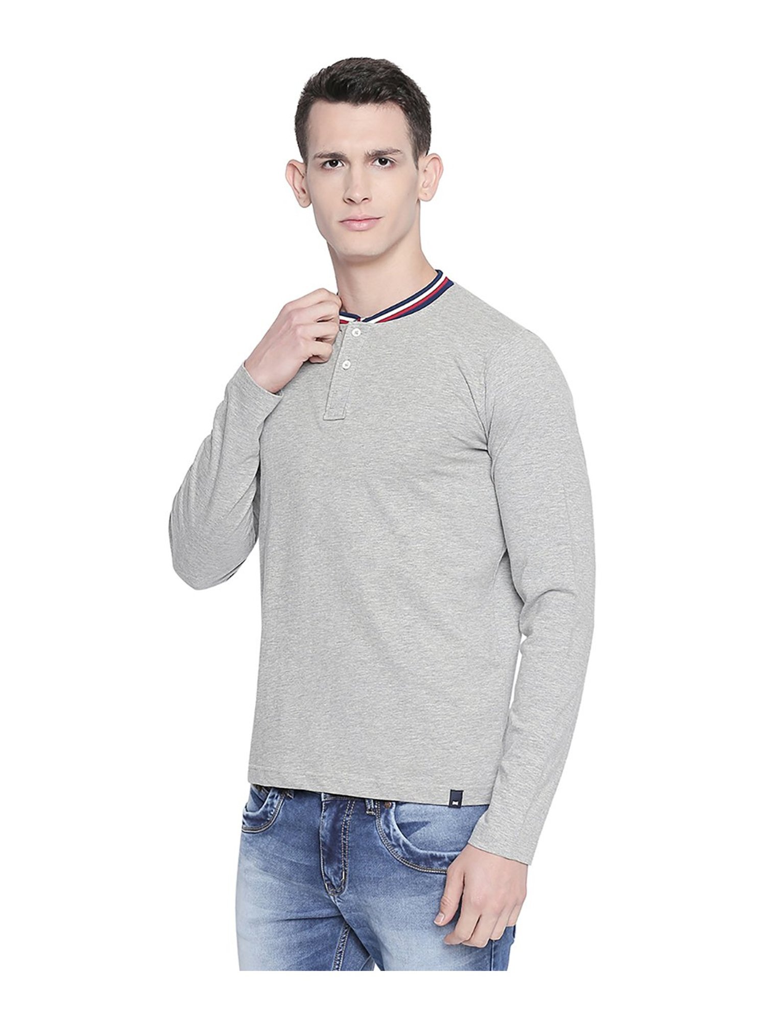 Basics Grey Henley T-Shirt
