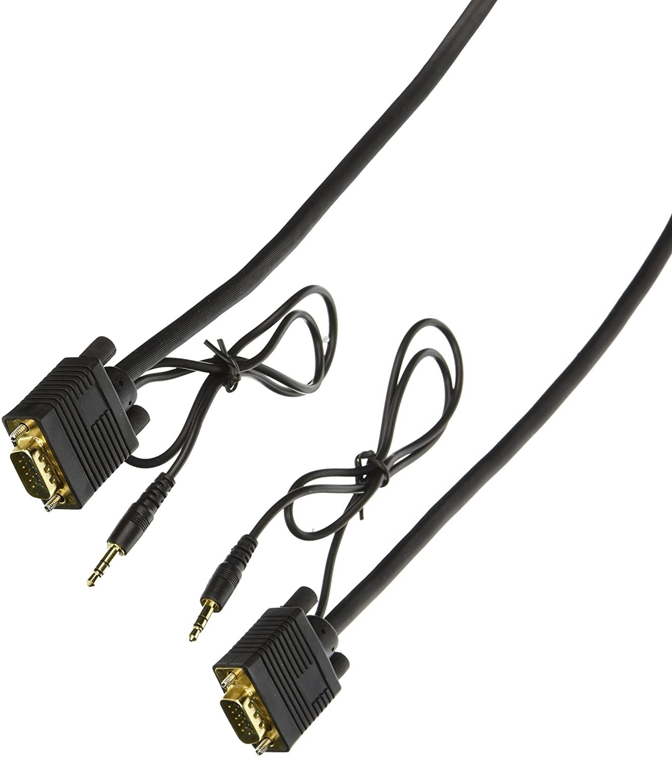 C&E 4 pack, 25 Feet SVGA 3.5mm Male to Male Audio Cable, Double Shielded Black , CNE466861