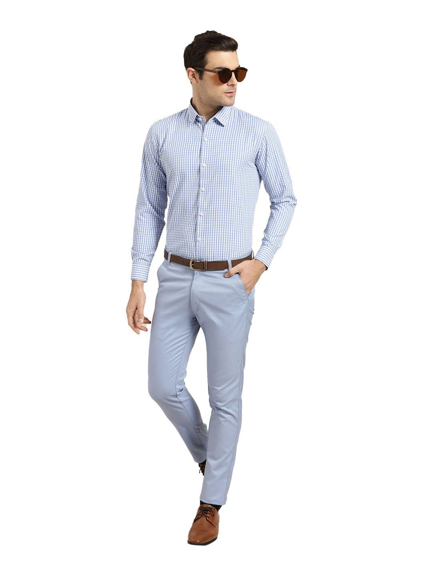 Sojanya Blue Regular Slim Fit Trousers