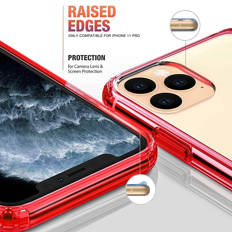 Compatible with iPhone 11 Pro Case Clear AntiScratch Shockproof Cases Cover for iPhone 11 Pro 58 inchRed