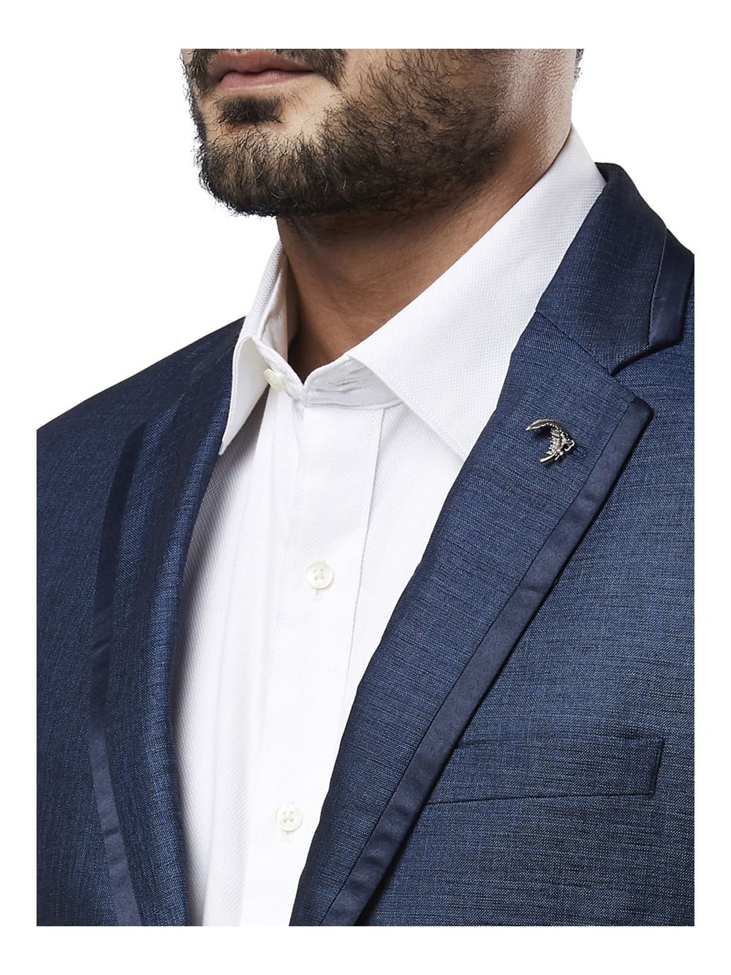 Raymond Blue Regular Fit Self Pattern Two Piece Suit