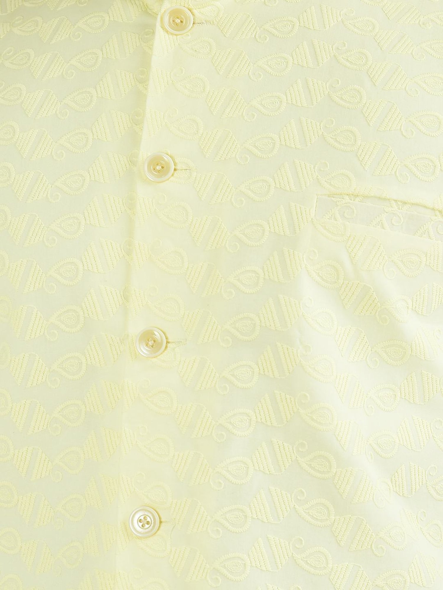 Deyann Yellow & White Cotton Regular Fit Embroidered Kurta Set With Jacket