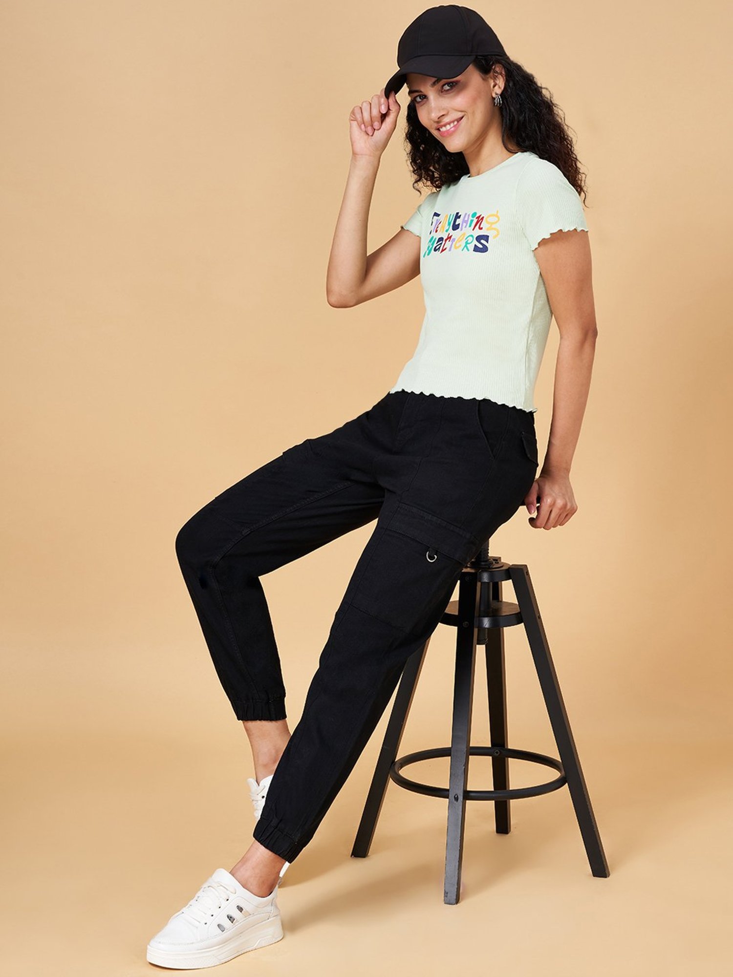 People by Pantaloons Mint Green Graphic Print T-Shirt