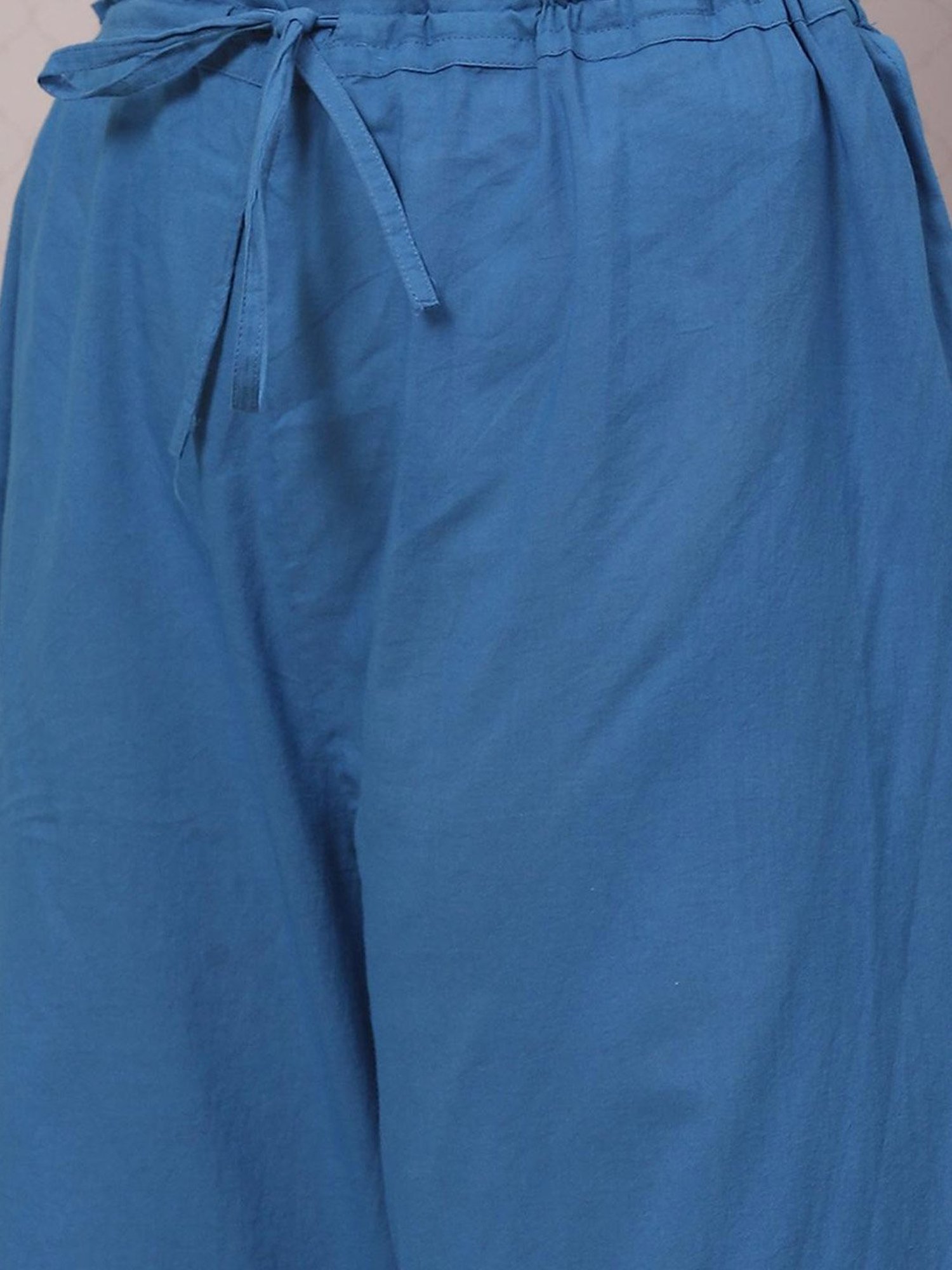 Biba White & Blue Embroidered Kurta Palazzo Set With Dupatta