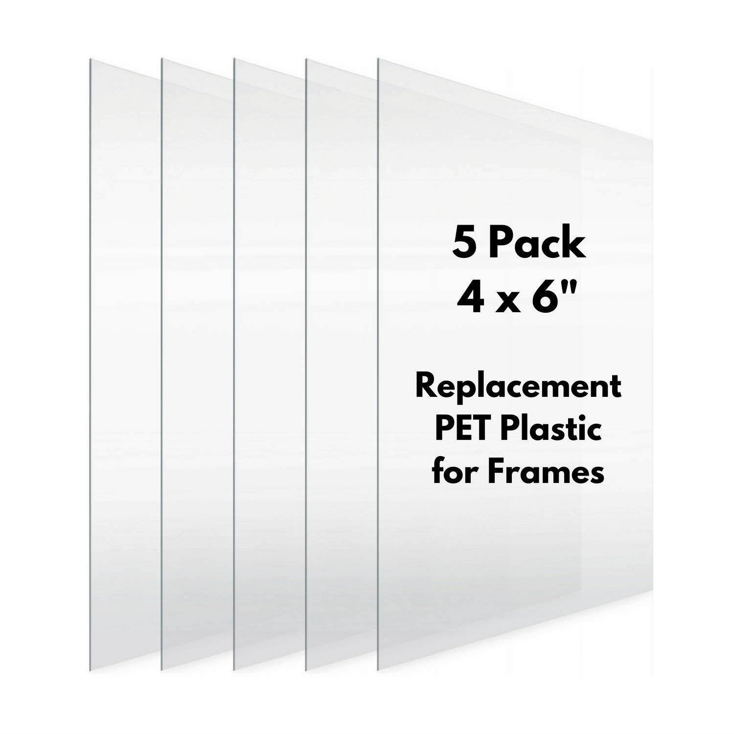 Icona Bay 4x6 Picture Frame Glass Replacement PET (4 x 6, 5 Pack) PET is Ideal Replacement Glass Material, Avoid Glass Shattering, Your Superior Replacement Picture Frame Glass Has Arrived
