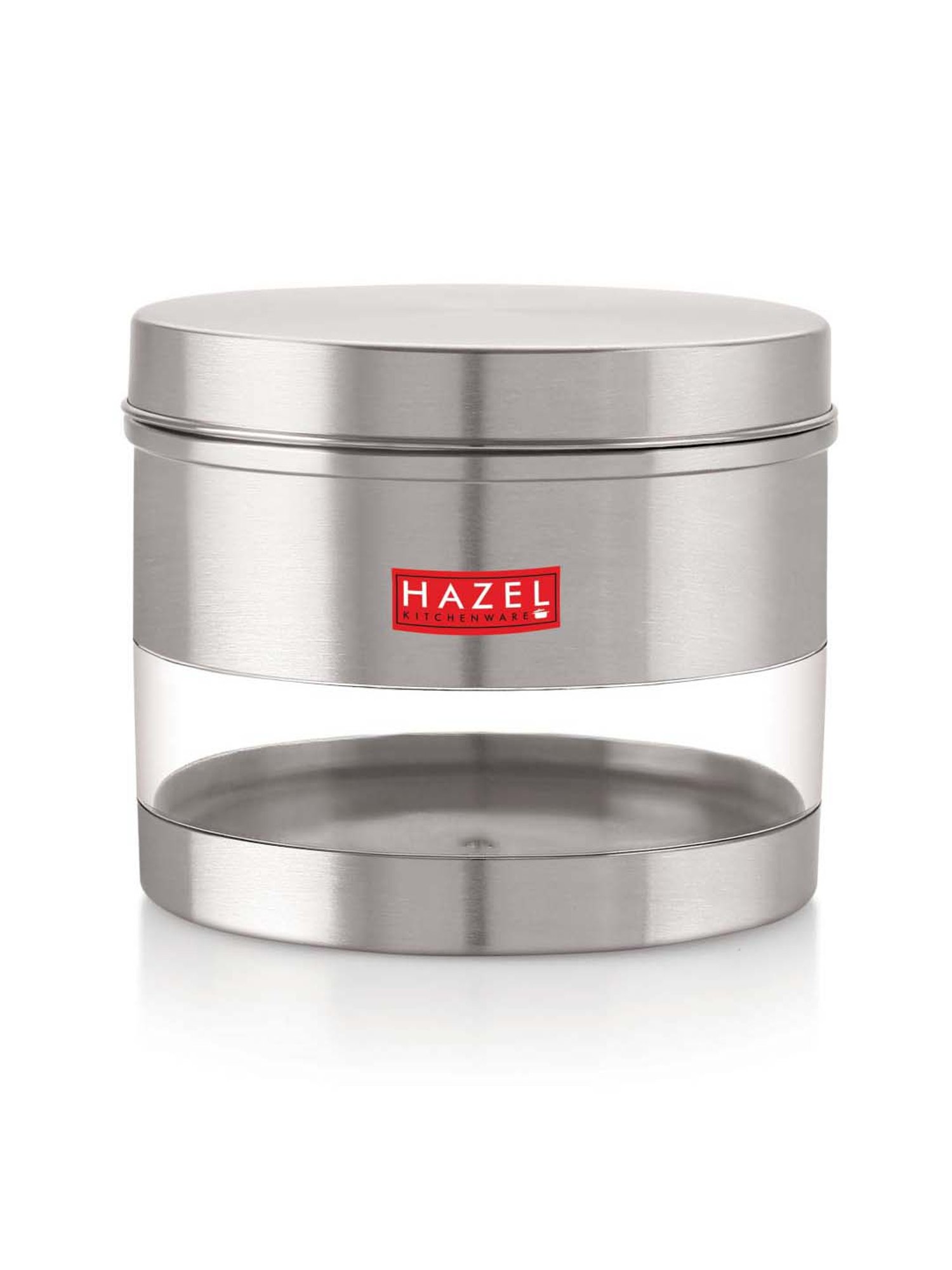 HAZEL Silver Stainless Steel Kitchen Storage Jar (1100 ml) - Set of 1