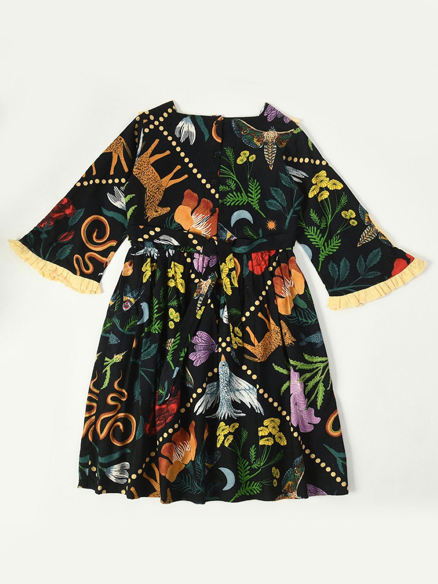 Bella Moda Kids Black Printed Full Sleeves Fit & Flare Dress