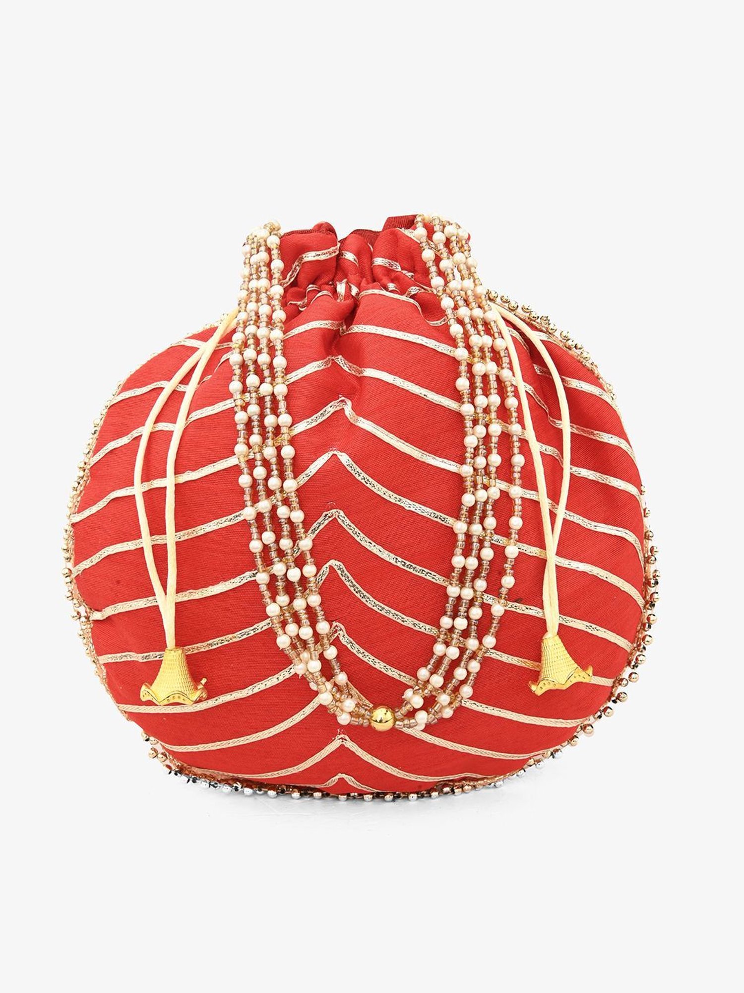 Gaurapakhi Red Striped Small Potli