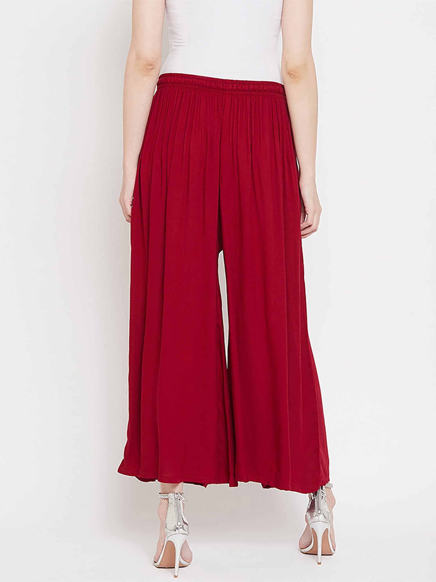 Castle Maroon Regular Fit Palazzos