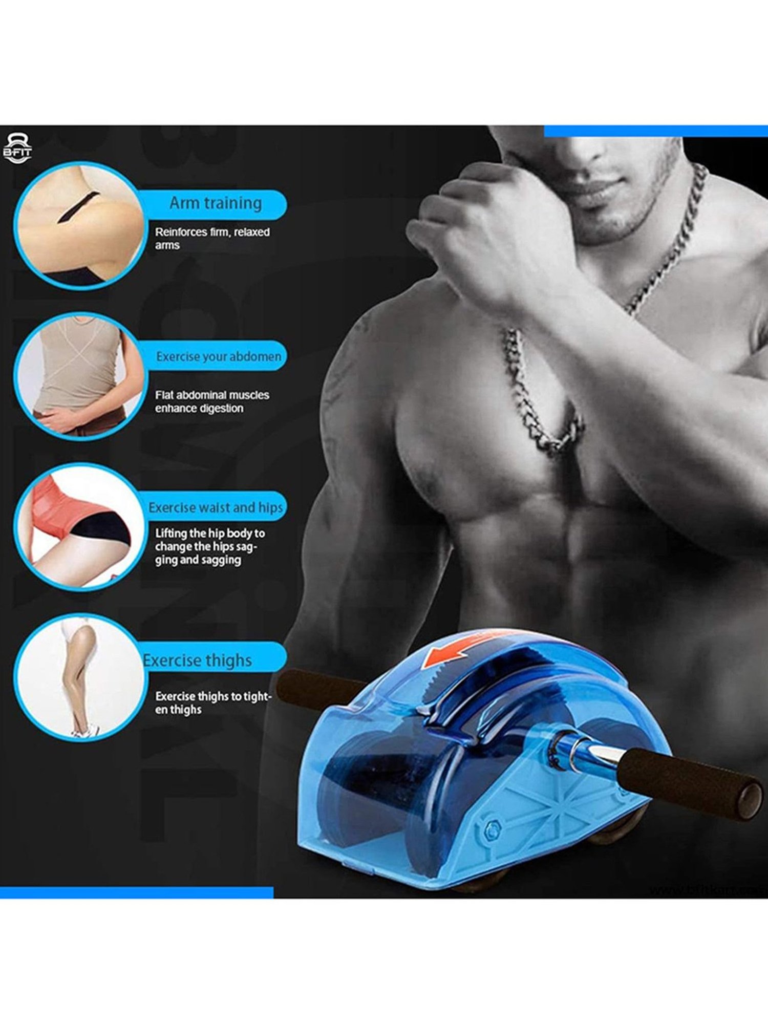 B Fit AB3412 AB Exercise Roller (Blue)