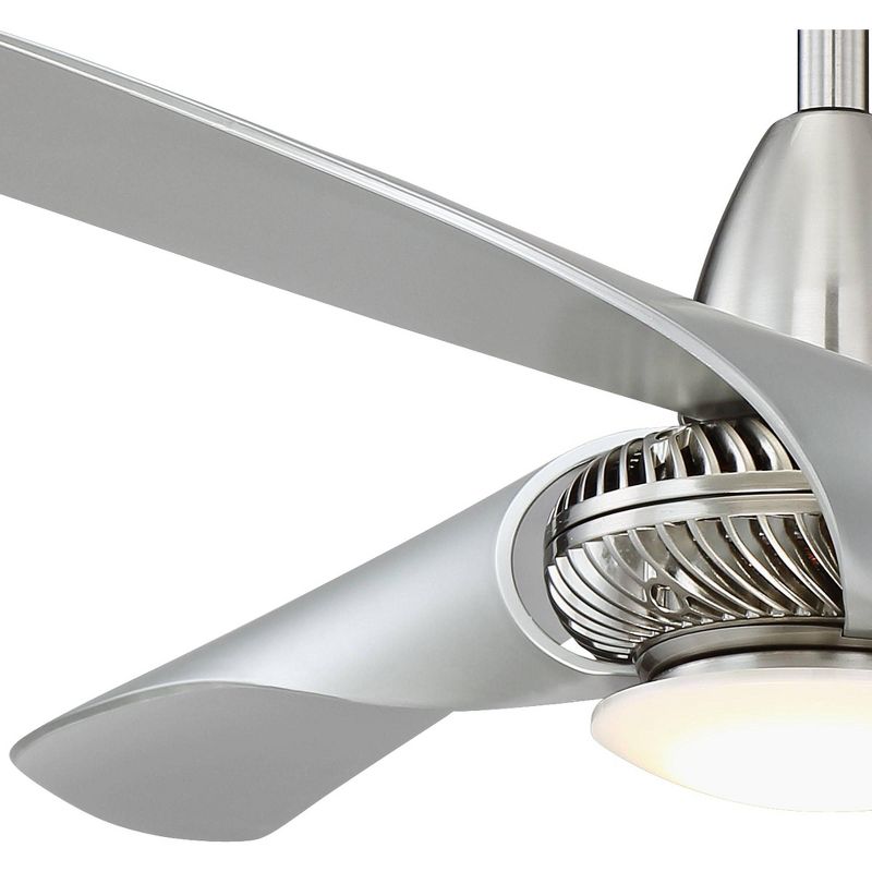 56" Casa Vieja Modern Ceiling Fan with Light LED Dimmable Brushed Nickel Frosted Glass for Living Room Kitchen Bedroom Family