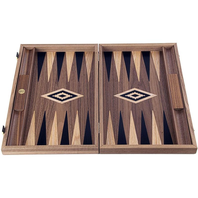 WE Games Luxury American Walnut with Inlay Wood Backgammon Set - 19 inches - Handcrafted in Greece