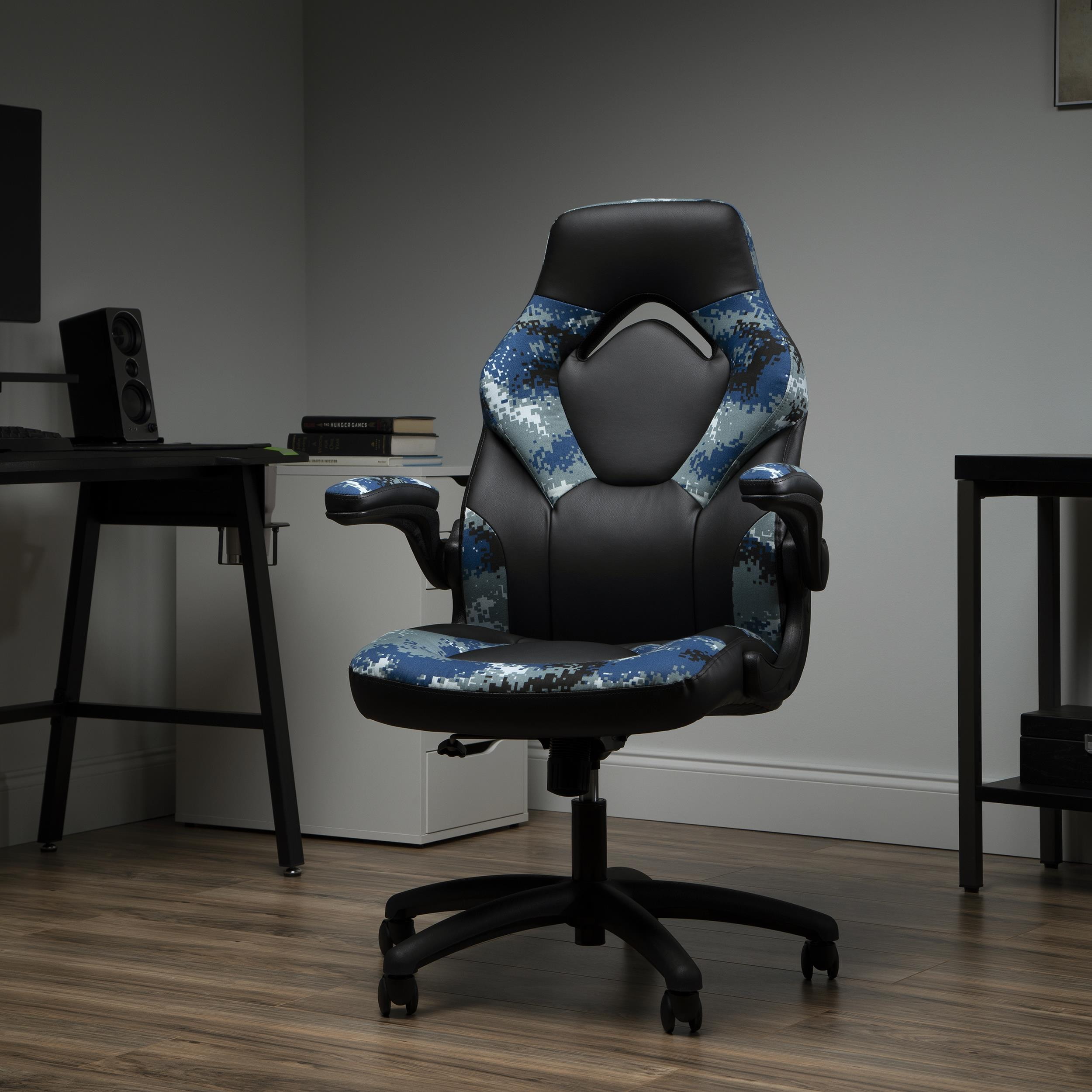 OFM Essentials Collection Racing Style Bonded Leather Gaming Chair, in Arctic Camo (ESS-3085-ARC)