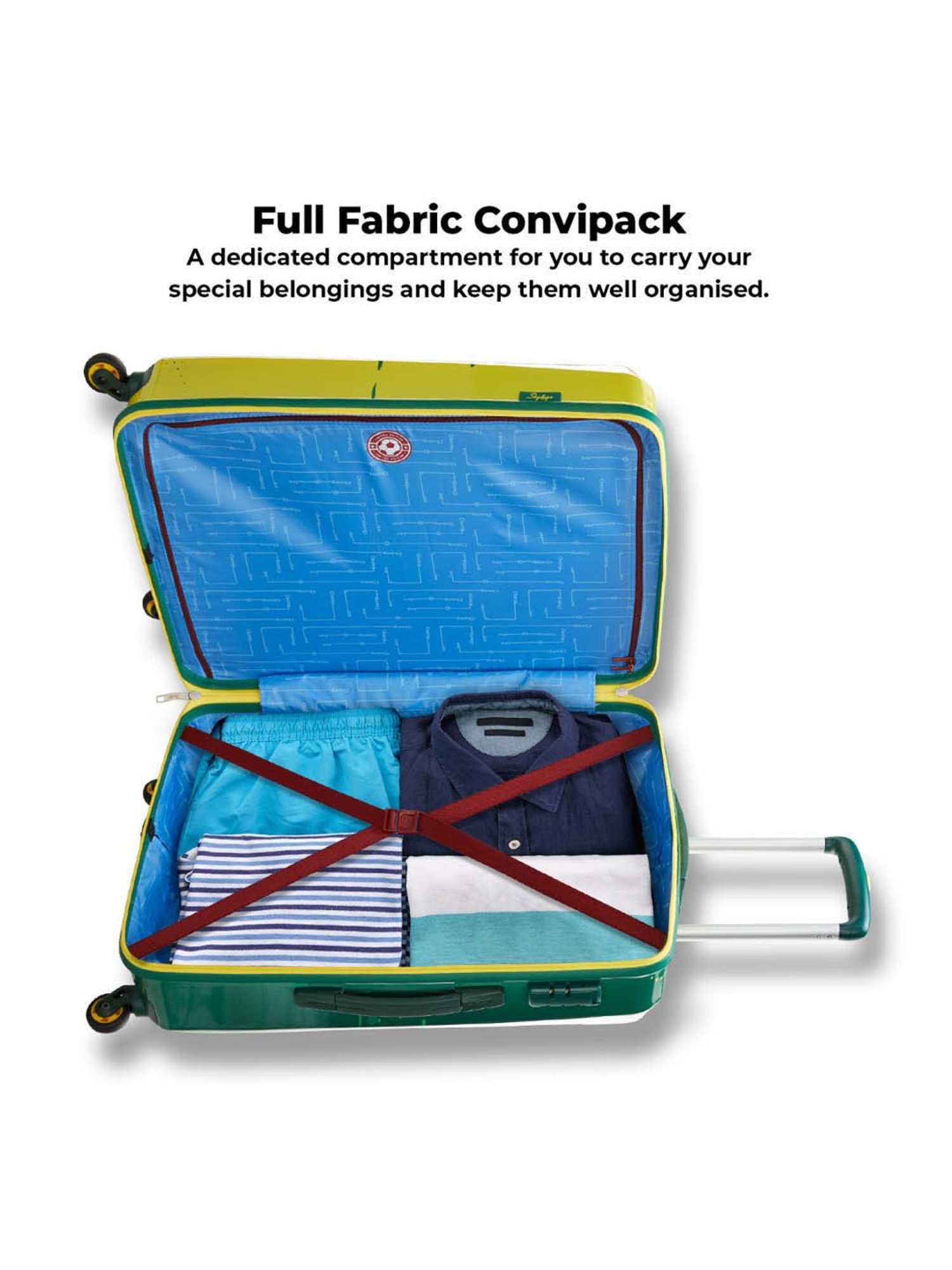 Skybags Green & Yellow Medium Hard Cabin Trolley - 48 cm