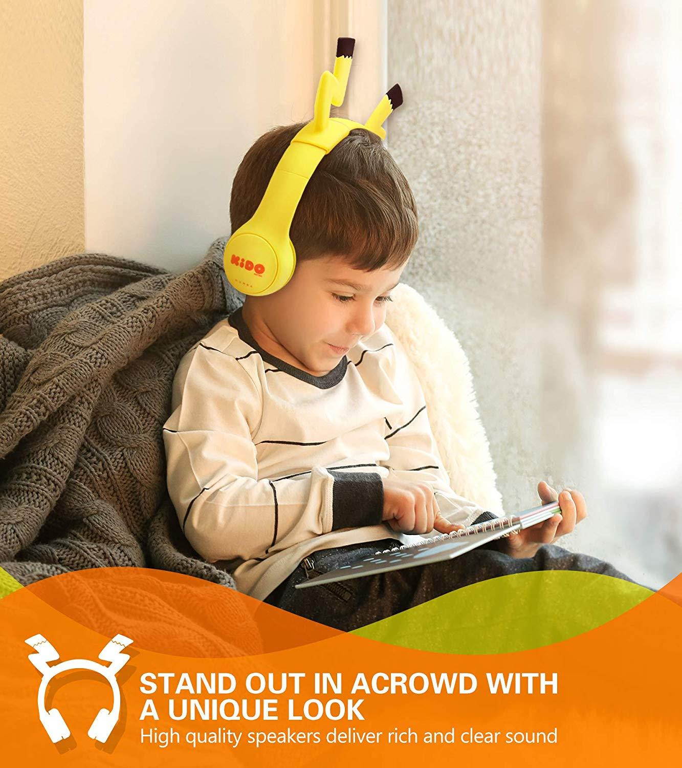 Kids Headphones with VoliBolt Ears, Mumba Wired Over-Ear Headphones with Music Sharing Function, 85dB Volume Limited Hearing Protection,Safe Food Grade Material, 3.5mm Jack (HS01) Headset for Children