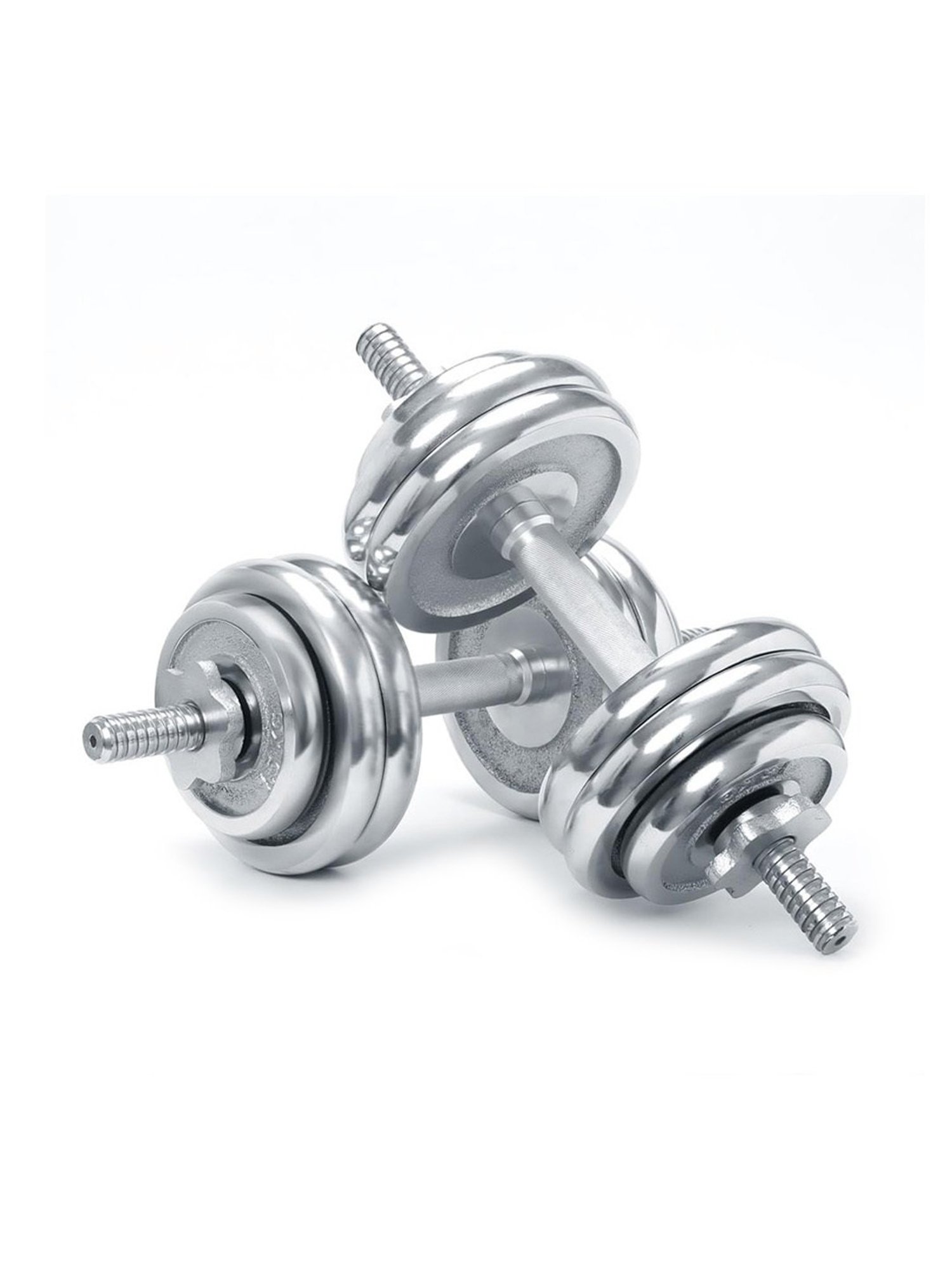 KAKSS Cast Iron Chrome Plated Dumbbells (Silver) Size - 30KG