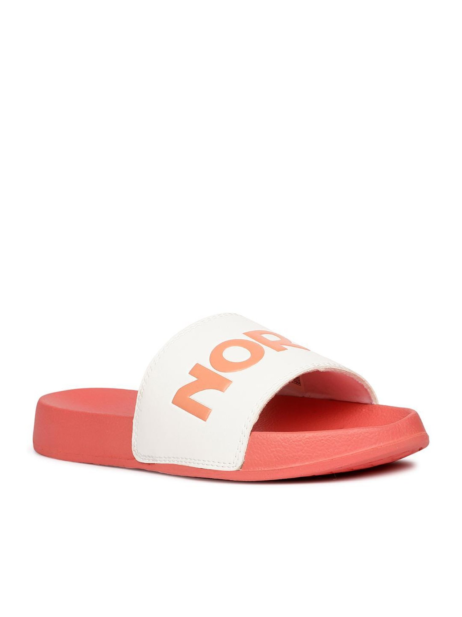 North Star by Bata Women's Orange & White Slides