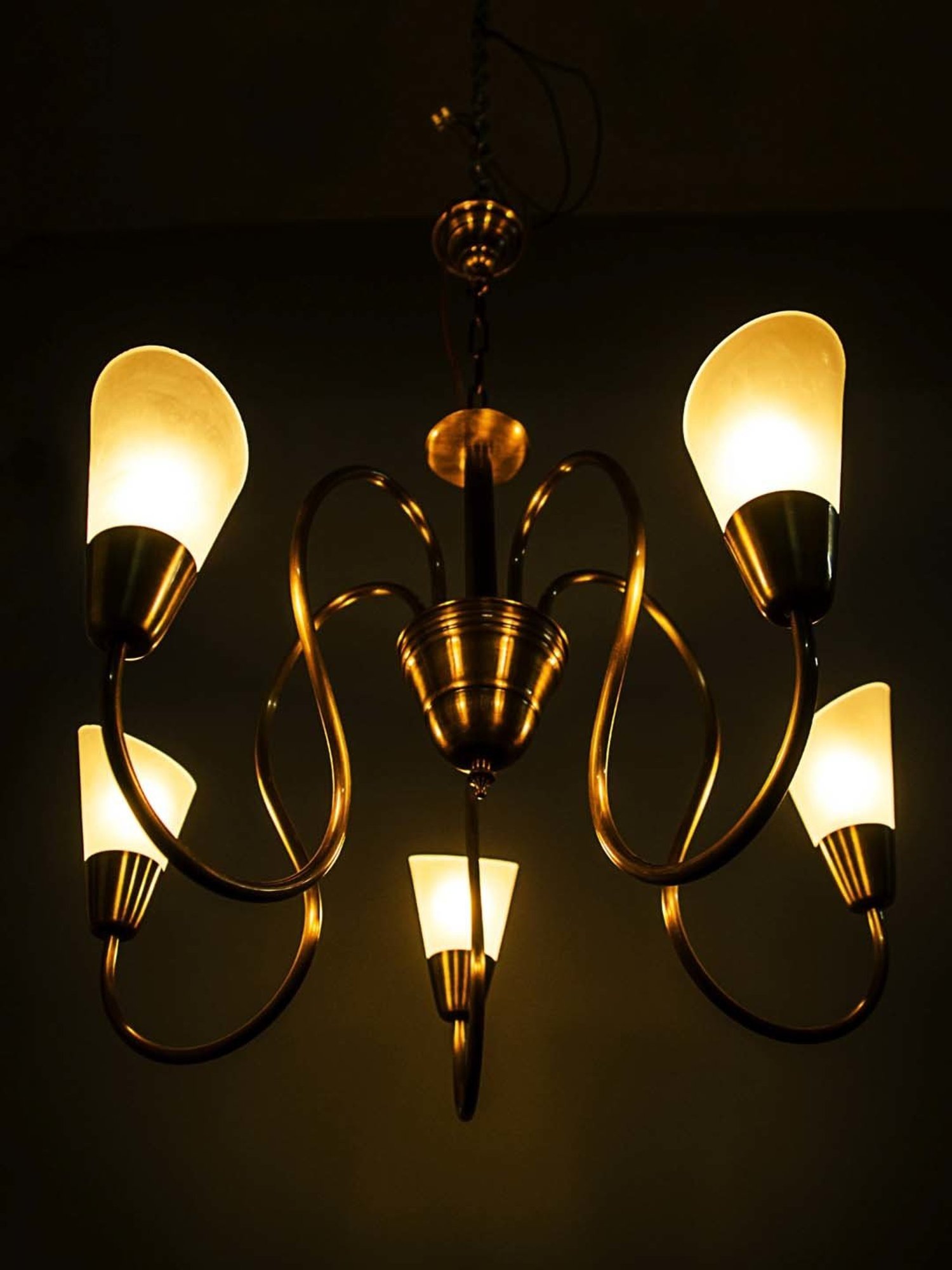 Fos Lighting 'Modern' Golden & Transparent Brass Antique Cone-Shaped Chandelier - Set of 1