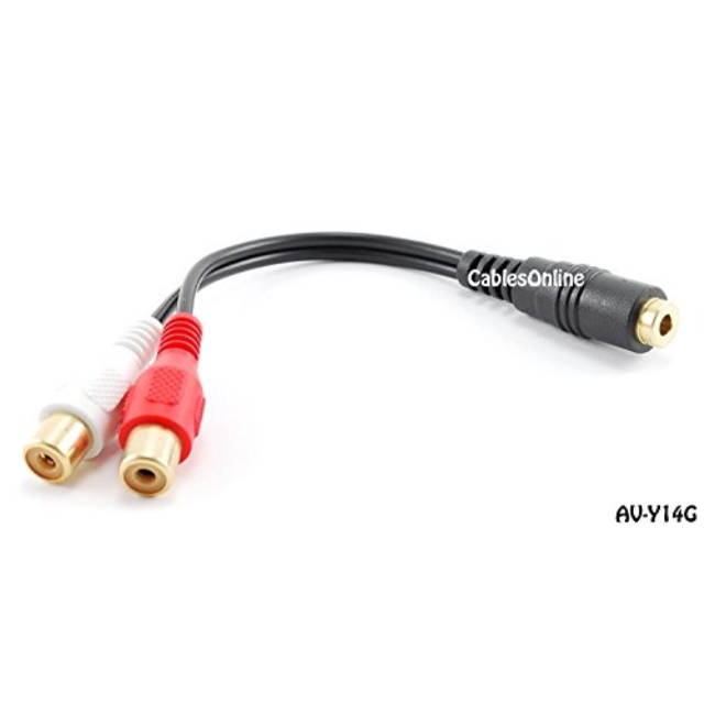 CablesOnline 6 inch Stereo Splitter 35mm Female to 2-RCA Audio -Jack Adapter (AV-Y14G)