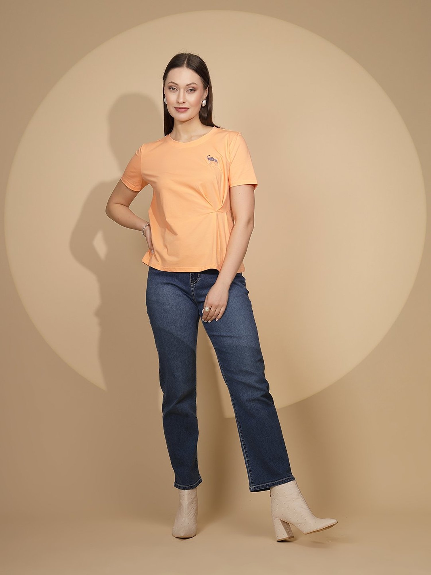 Global Republic Peach Embellished Top