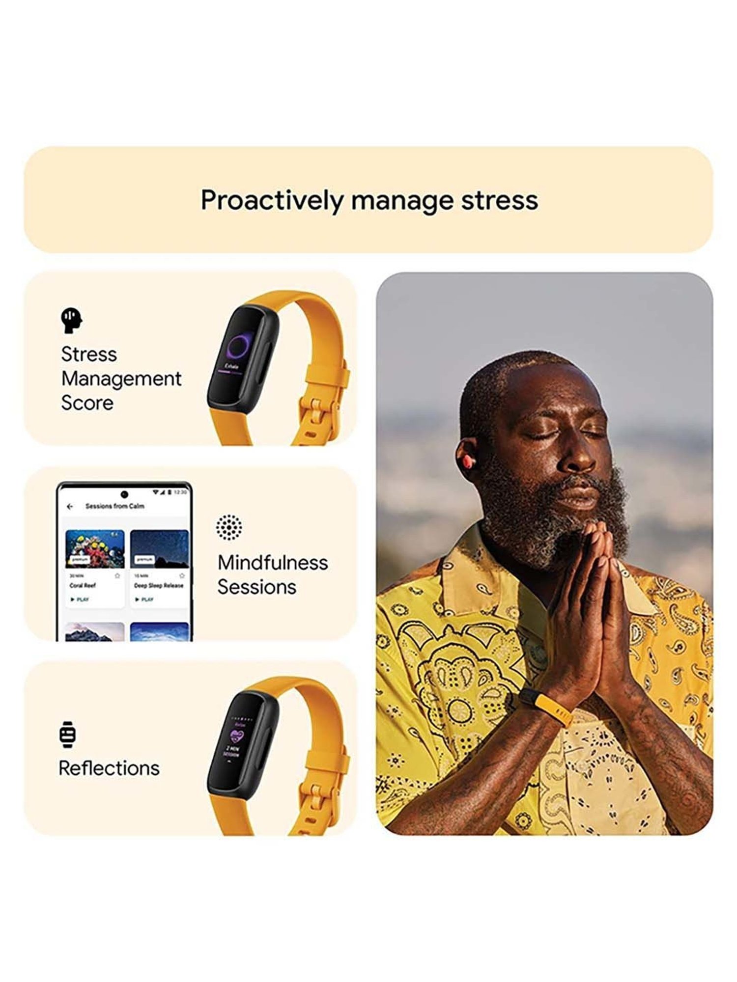 Fitbit Inspire 3 Health & Fitness Tracker Smartband (Morning Glow / Black)