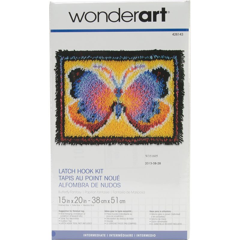 Wonderart Latch Hook Kit 15"X20"-Butterfly Fantasy