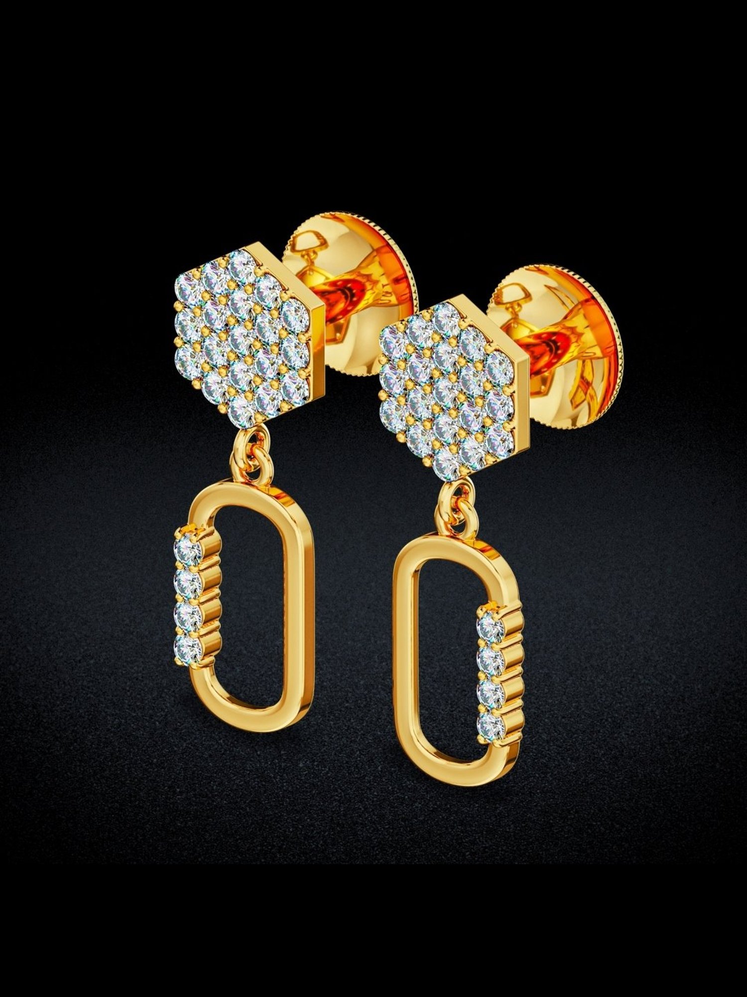 Joyalukkas Gold 22K Sparkling Snowy-Sway Dangler Earrings for Women