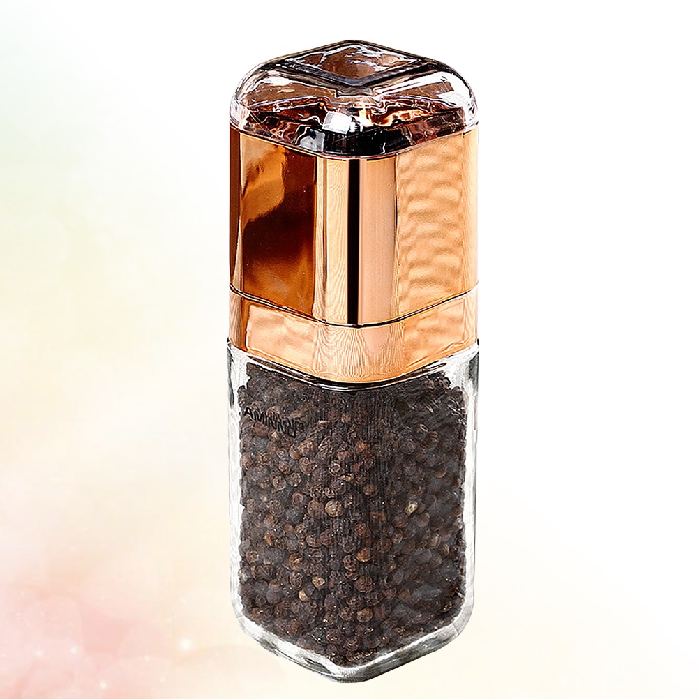 Manual Pepper Grinder Pepper Mills Glass Seasoning Storage Container Kitchen Gadget Golden