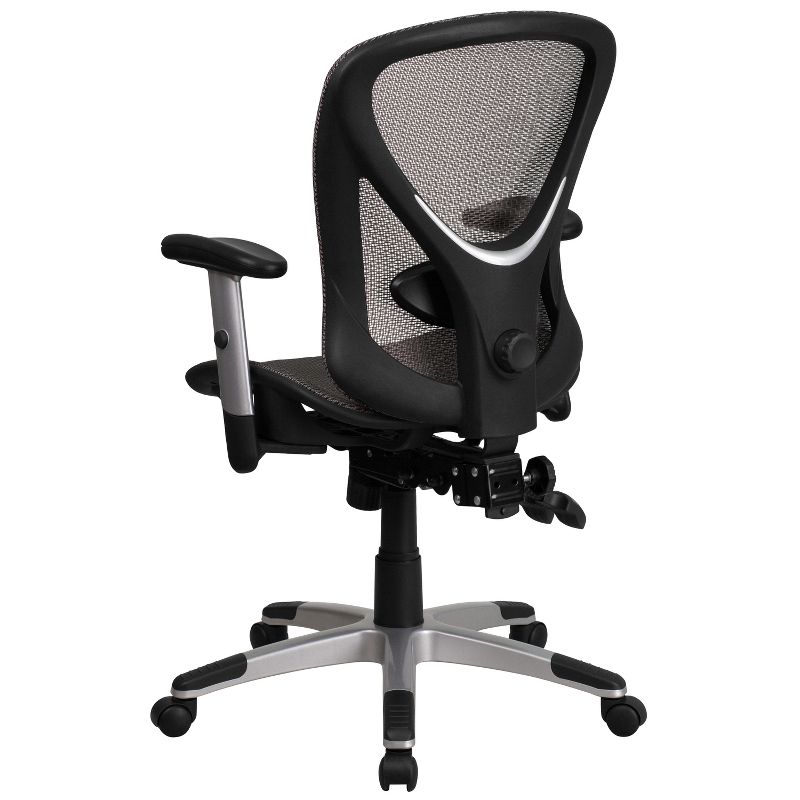 Emma and Oliver Mid-Back Transparent Gray Mesh Multifunction Ergonomic Office Chair - Arms