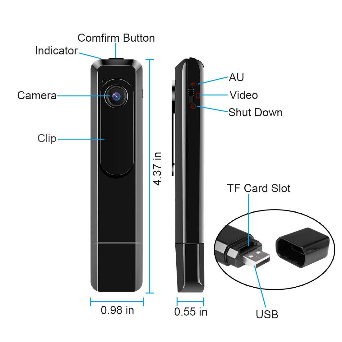 Mini Body Camera Spy Cam 1080P HD Hidden Camera Pen Portable Pocket Clip Wearable Hidden Camera Small Video Camcorder Car Cameras
