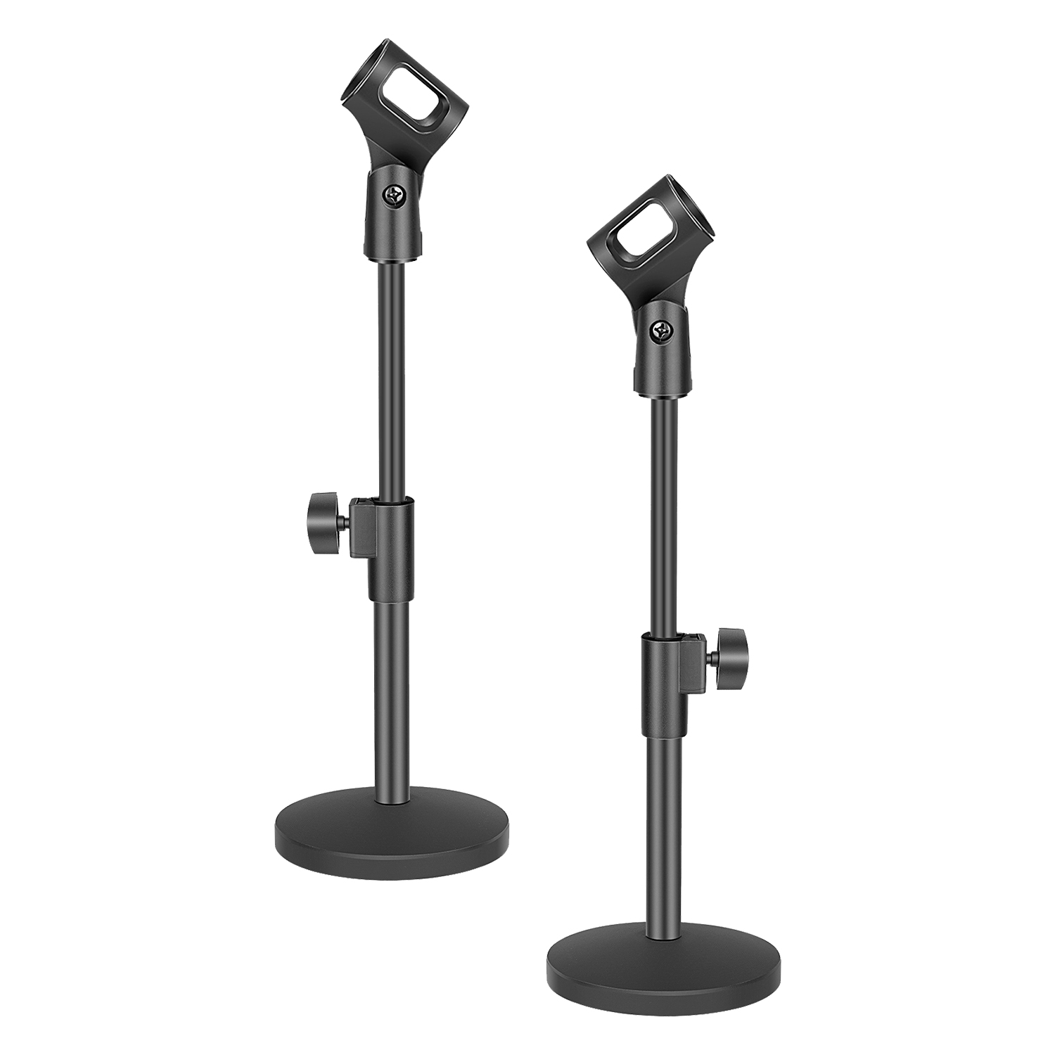 Neewer&reg; 2-Pack NW-(PC-02) Black Height Adjustable (9.45"-12.2" / 24cm-31cm) Iron Base Desktop Microphone Stands with Microphone Clip Holder