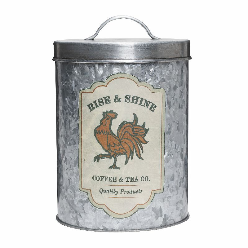 Amici Home Galvanized Farm Silver/Gray 52 & 84 oz Metal Storage Canisters, Set of 2