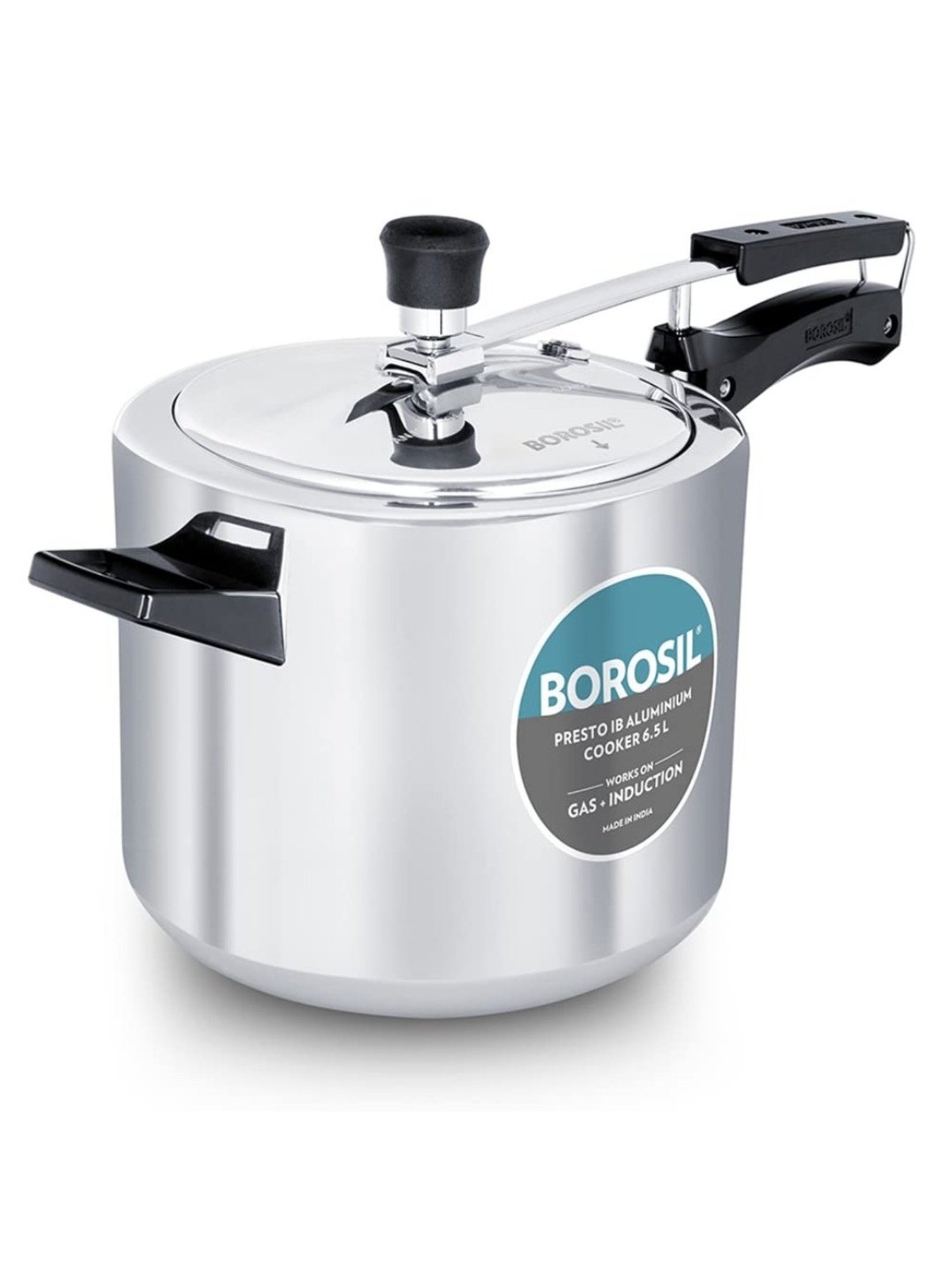 Borosil Silver Aluminium Pressure Cooker (6.5 L)