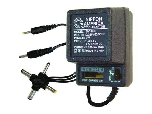 NEW NIPPON DV3467 AC/DC 300mA POWER ADAPTER 6 WAY UNIVERSAL PLUG