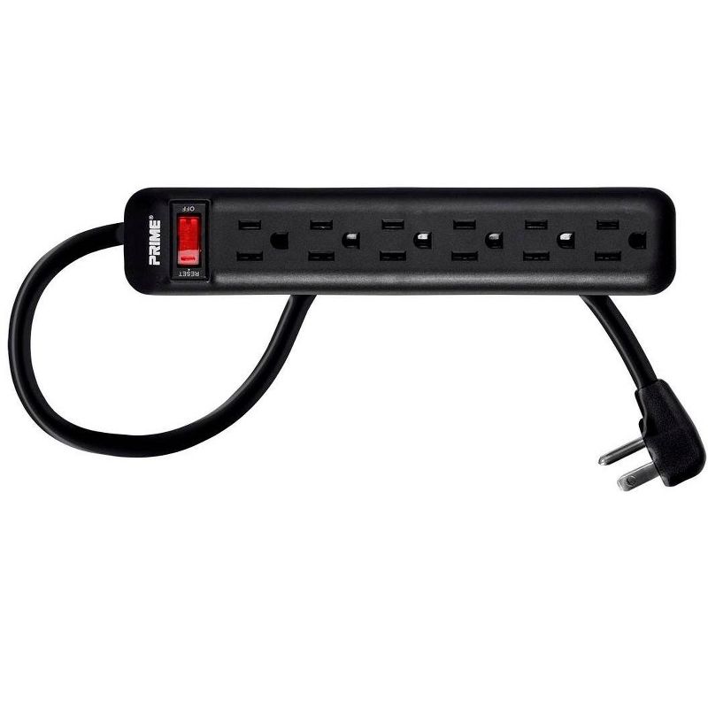 C2G 6-Outlet Surge Suppressor with (3) 1ft Outlet Saver Power Extension Cords - Receptacles: 6 x NEMA 5-15R - 270J