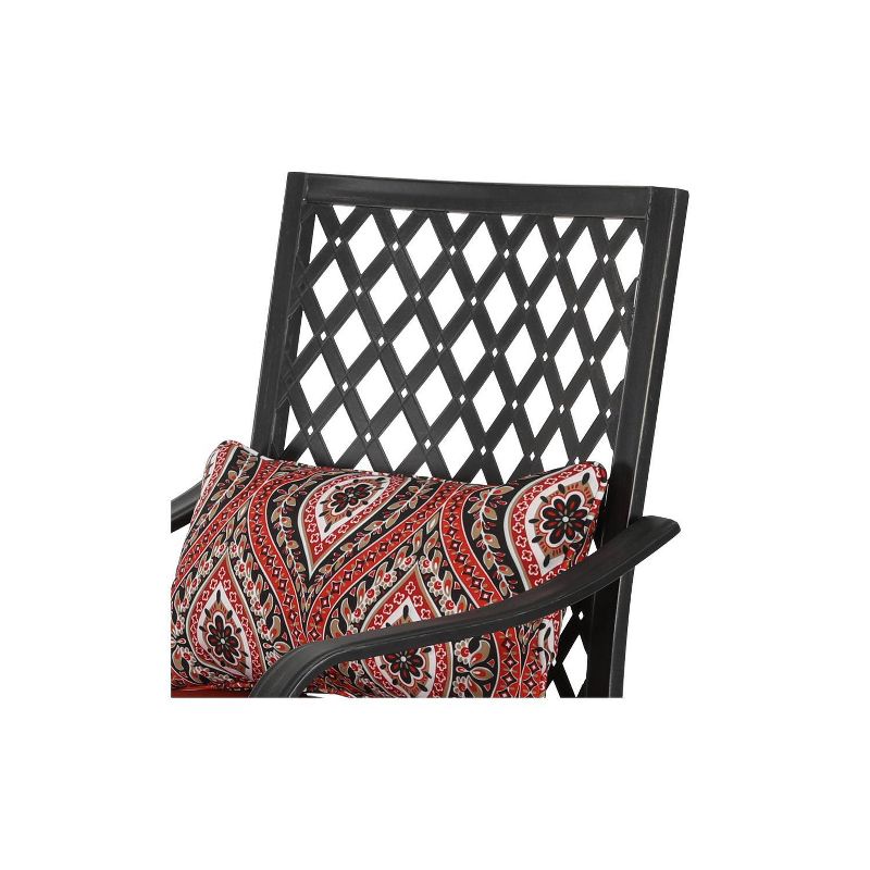 Swivel Metal Balcony Height Outdoor Bar Stool With Red Cushion - Nuu Garden
