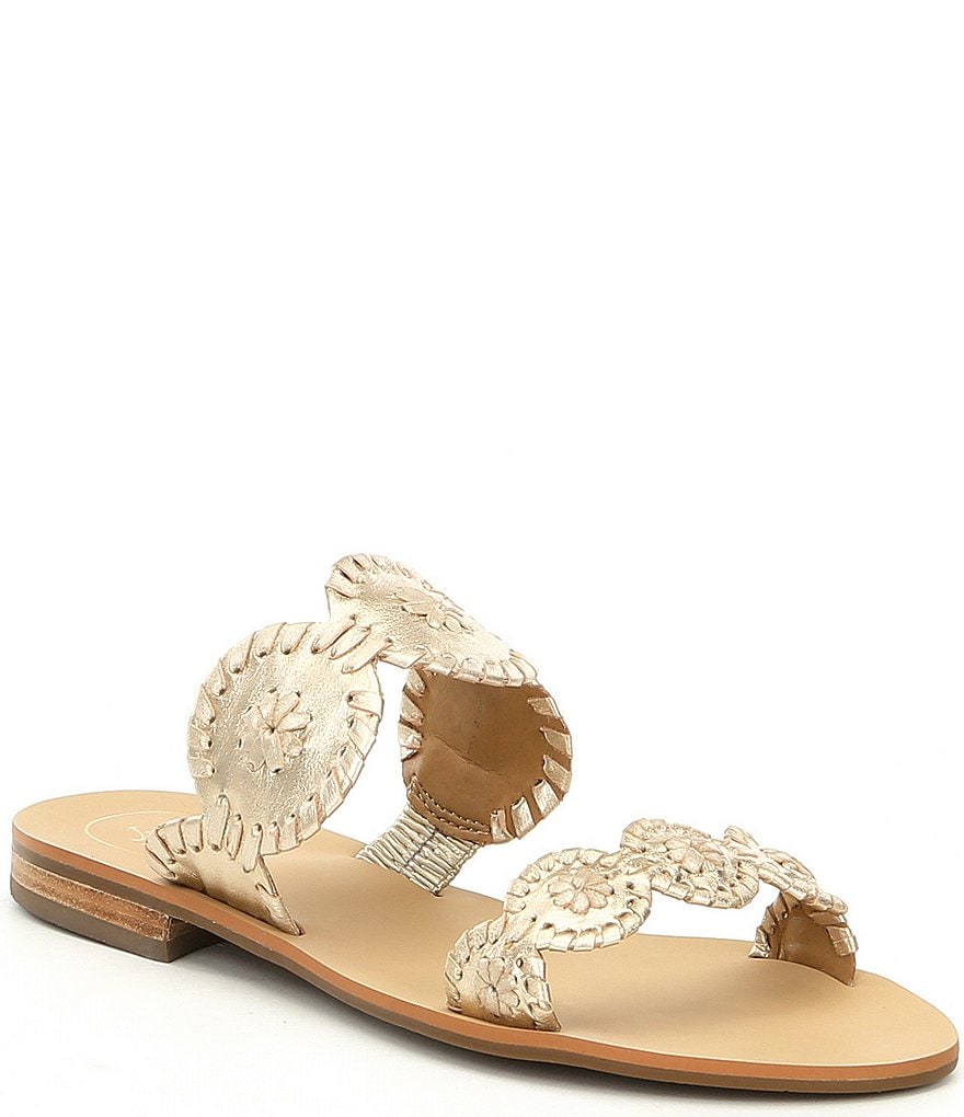Jack Rogers Lauren Whipstitch Detail Slide Sandals