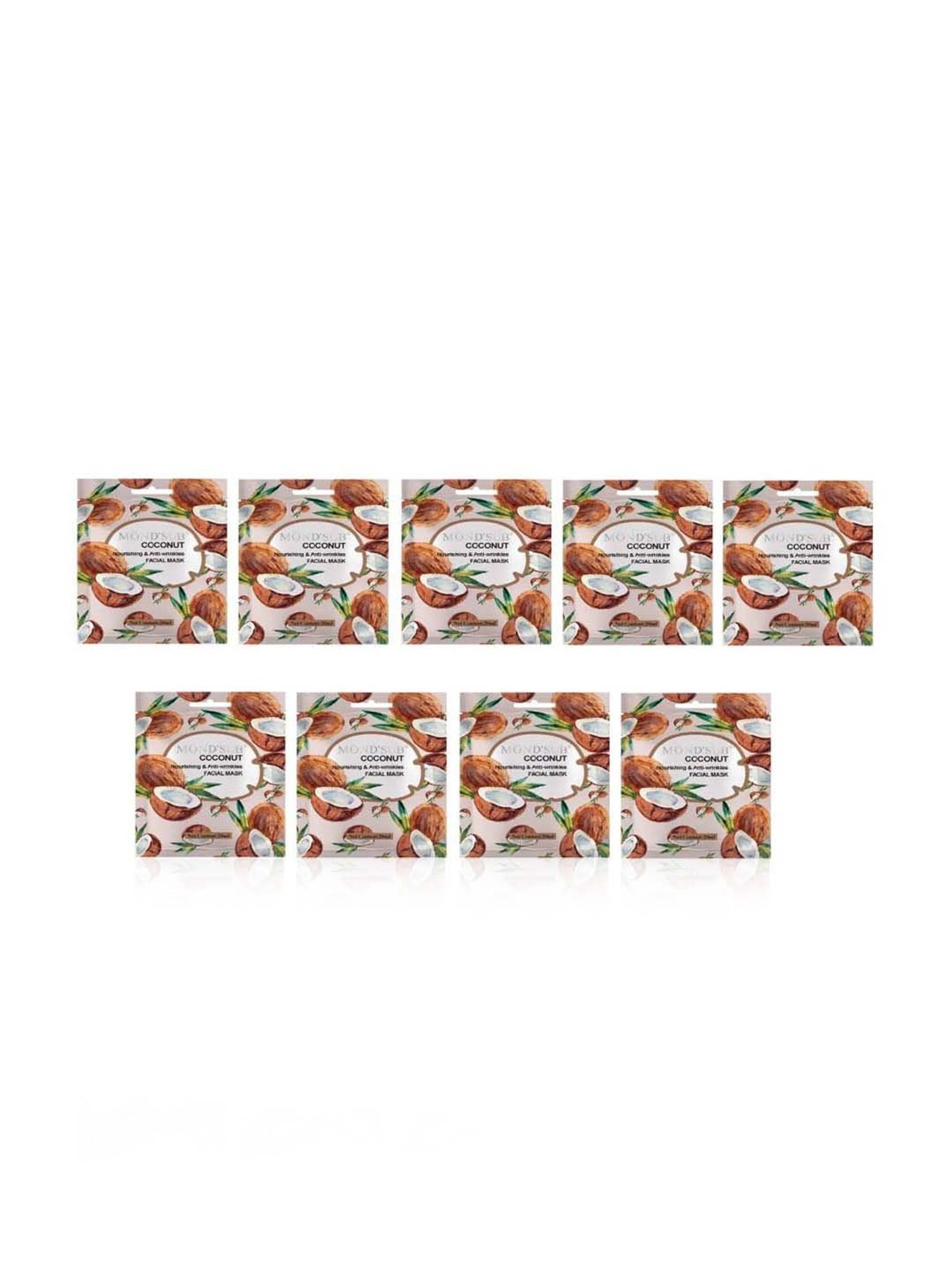 MONDSUB Coconut Anti Wrinkles Facial Sheet Masks (Pack of 9) - 20 ml Each