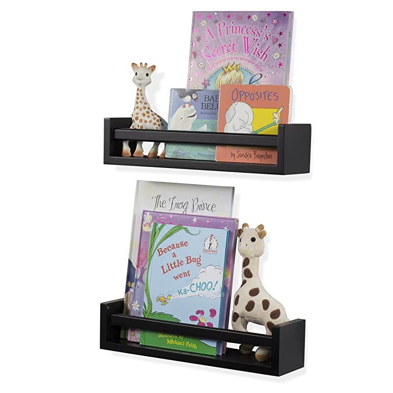 Utah Set of 2 Multiuse Wood Kitchen Wall Shelf Black Spice Rack Also Good For Nursery Wall Shelf