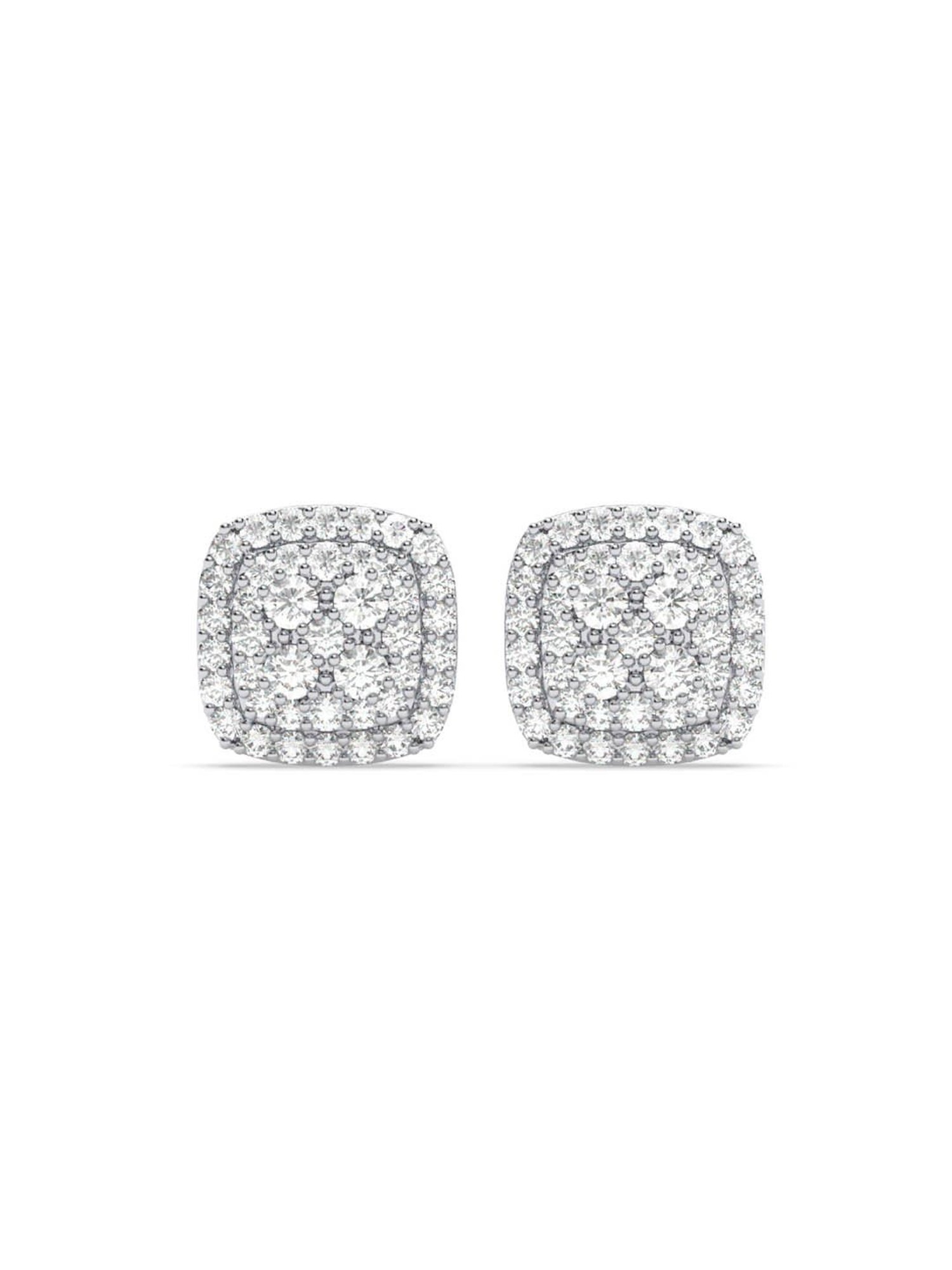 Clara 925 Silver Platinum Plated Swiss Zirconia Queen of Diamonds Stud Earrings Gift for Women