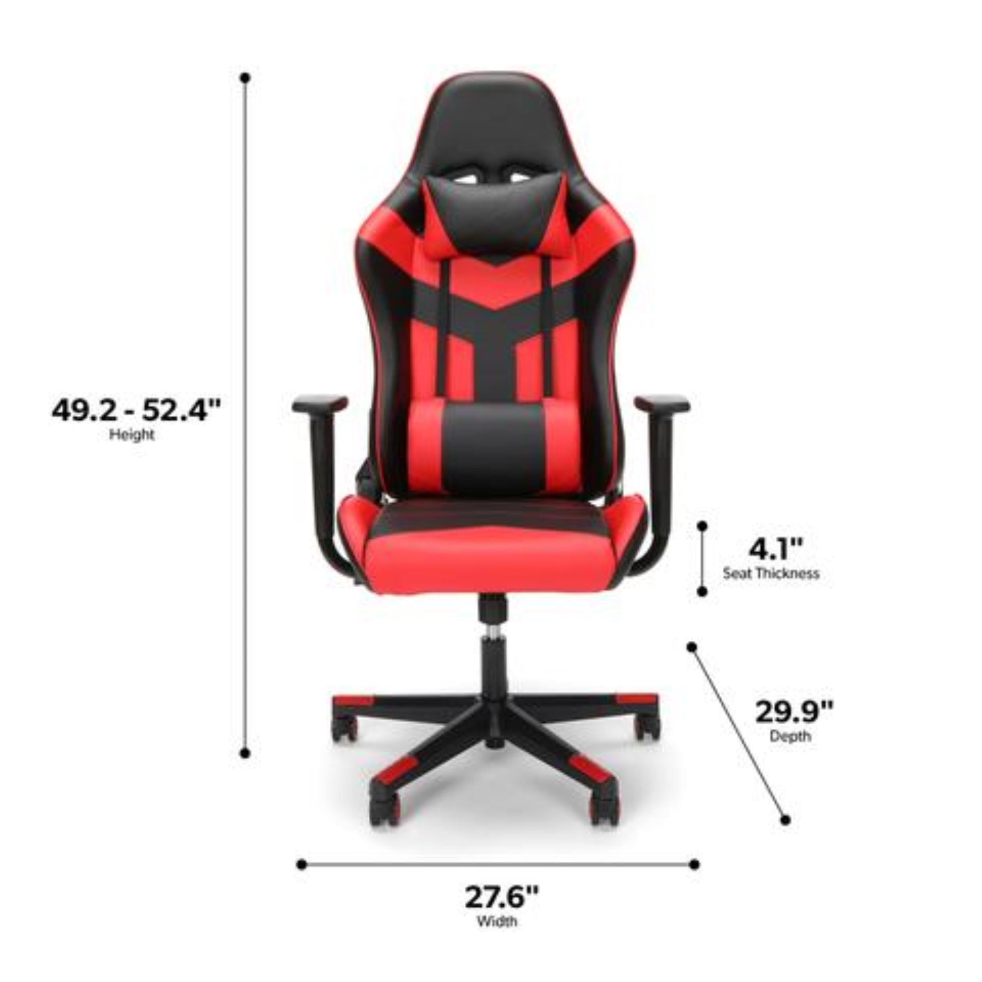 Essentials Collection High Back PU Leather Gaming Chair, in Red (ESS-6075-RED)